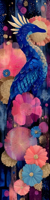 Free printable dragon bookmark featuring distant blue dragon floral bookmark